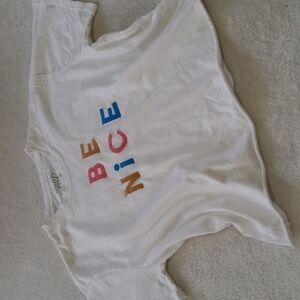 Mighty Fine "Be Nice" White Embroidered Boxy T-Shirt